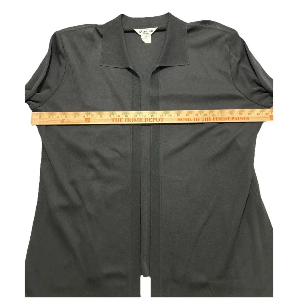 EXCLUSIVELY MISOOK Women's 3X Black Open Front Collared Jacket Cardigan